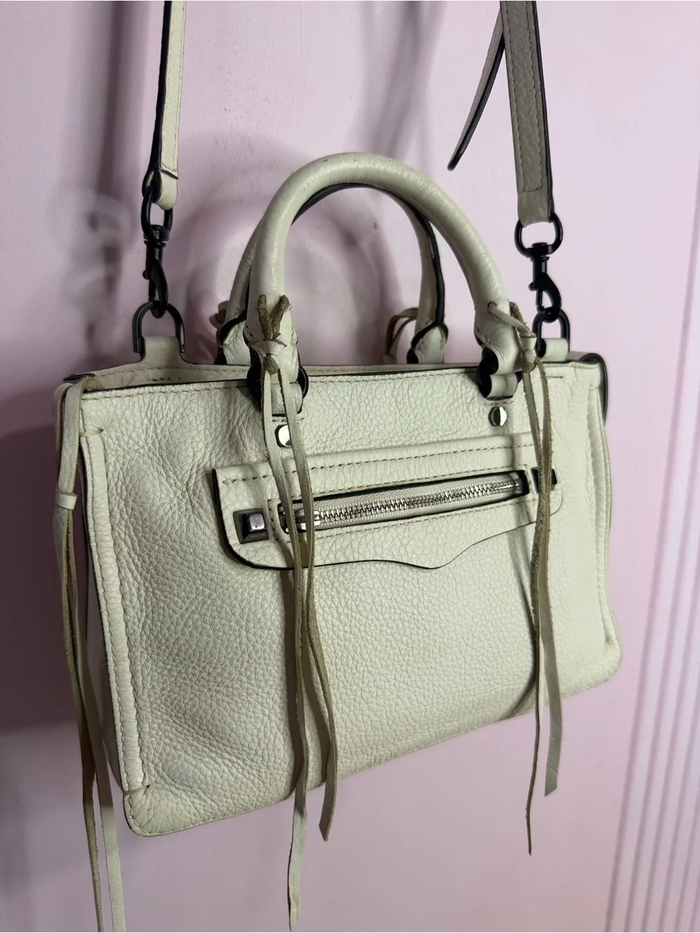 Rebecca Minkoff 🎀FINAL SALE 🎀Cream Leather Mini Satchel with Crossbody Strap